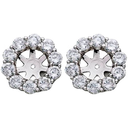 1 1/2ct Natural Diamond Halo Earring Studs Jackets 14k White Gold (6-6.7mm)