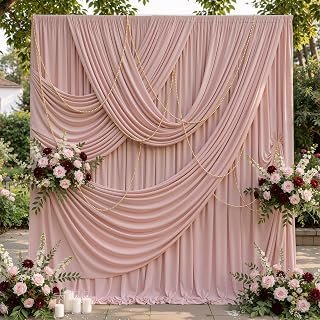 10ftx12ft Dusty Pink Backdrop Curtain for Wedding Party 2 Panel 12FT Tall