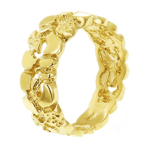 10k Yellow Gold Solid Nugget Ring Band Size 7 - 9mm 4.5 grams