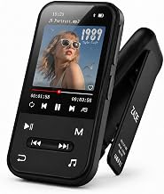 128GB MP3 Player, Bluetooth 5.3 Music Player with Clip, HiFi Sound Digital Music, Built-in HD Speaker, FM Radio, Voice Recorder, Earphones Included, MP3 Player for Kids