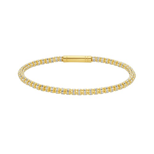 14k Two Tone Gold 7" 2.7MM Sparkle Ice Link Chain Bracelet Iced Rope 5 Grams