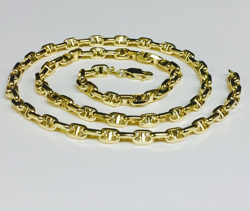 14k Yellow Gold 20" Mens Anchor Mariner Link Chain Necklace 5 MM 12.5 grams