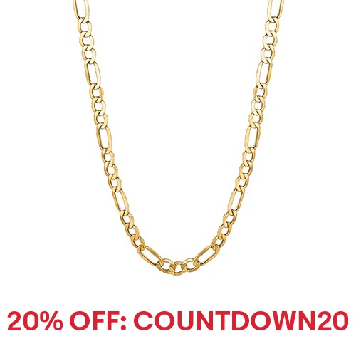 14k Yellow Gold 24" Mens Figaro Lite Curb Link Chain/Necklace 3.7MM 4.4 Grams