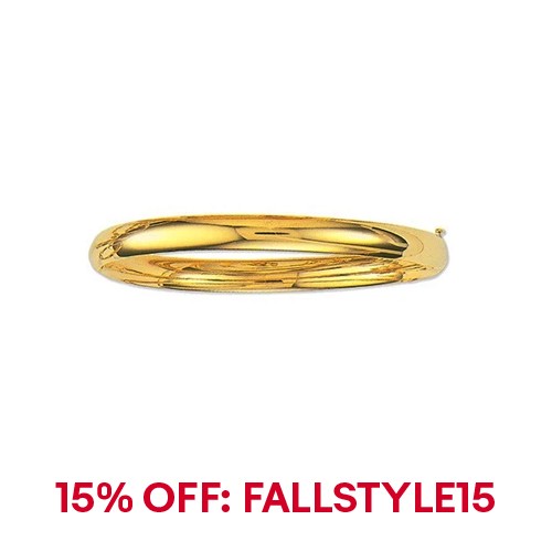 14k Yellow Gold Shiny Domed Bangle Hinged Bracelet 5mm 3/16" 4.5 grams 7 Inch
