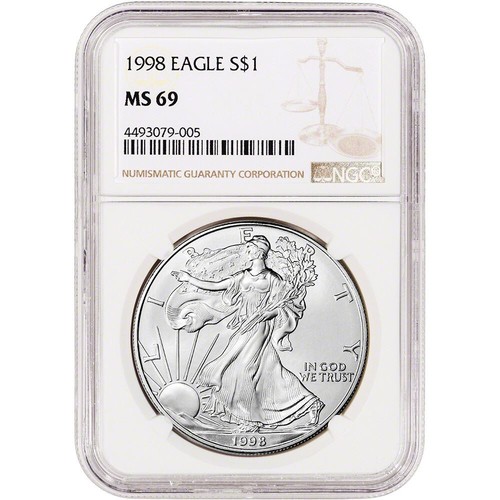 1998 American Silver Eagle Coin - NGC MS69