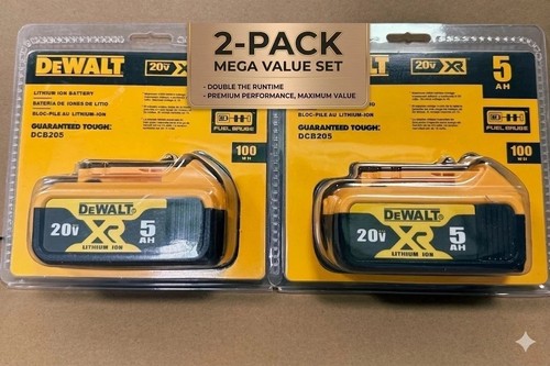 2 Pack DCB205 20V Max XR 5.0Ah Lithium-Ion Battery New DCB205-2 Sealed Battery