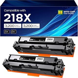 218X Black Toner Cartridge with Chip Compatible for HP 218X W2180X 2 Pack | High Yield 3200 Pages, Works with 3301sdw 3301fdw, Compatible for HP 218A W2180X, Plug and Print with Chip Installed
