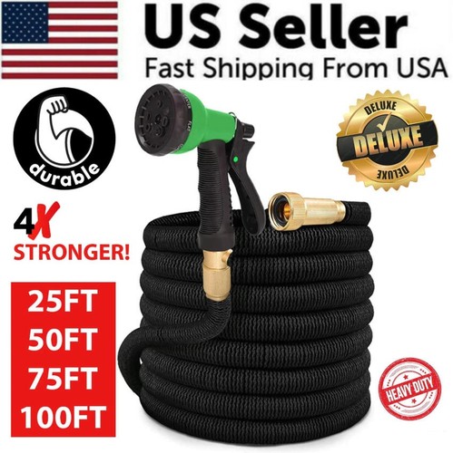 25 50 100ft HEAVY DUTY 3X Stronger Deluxe Expandable Flexible Garden Water Hose