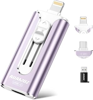 256GB Mini Dual Interface Flash Drive, No App Required, Portable Memory Stick Compatible with iPhone, iPad, Android & PC, Easy Storage for Photos, Videos & Files, Purple