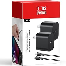 (2Pcs 5ft+5ft) Switch 2 Charger with USB-C Cable Bundle, 60W AC Power Adapter, PD 3.0 Fast Charging Block for Nintendo Switch 2/1/OLED/Lite -20V/3A,Wii C(2Pack 5ft+5ft - 1 for Home Use, 1 for Backup)