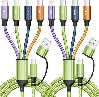 4 in 2 Multi Charging Cable, 2 Pack 5FT Charging Cords for Multiple Devices