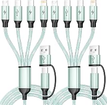 4 in 2 Multi Charging Cable, USBA/C Universal Charging Cords 2 Pack 5FT | Dual Type C Port Phone Charger Cord for All Devices,Travel Charger for iPhone 17-11/Galaxy/Tablets/PS Home,Office, Mint Green