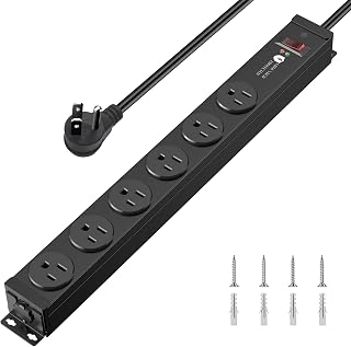 4000J Metal Heavy Duty Power Strip,15A/1875W,3 FT