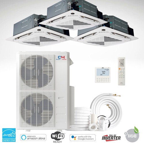 48000 BTU Tri 3 Zone Cassette Mini Split Heat Pump Air Conditioner 18K+18K+24K