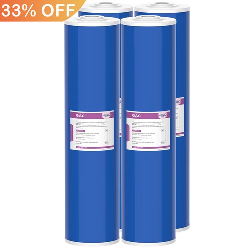 5 Micron 20"x4.5" GAC Granular Activated Carbon Water Filter Big Blue 1-4 PACK