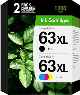 63 63XL XL 4520 3830 Ink Cartridge Black and Color Combo Pack Compatible for HP63XLBlack and Color for HP Printers Envy 4520 4512 Officejet 3830 4650 5258 5255 4655 5200 Deskjet 2130 Printer
