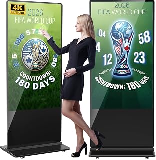 65 inch Indoor Digital Signage 4K Touchscreen,CMS Software,IPS Floor Standing Digital Kiosks Interactive Displays with WiFi HDMI/USB Input Auto AD Player, Android OS Black