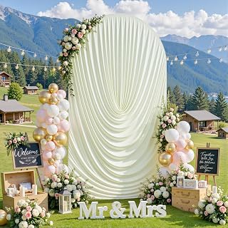 6FT Ivory Draped Arch Backdrop Cover, Layered Arch Covers Stretchy Backdrop