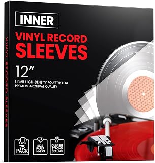 75 Pack Vinyl Inner Sleeves – 12-inch Record Sleeve – 1.18mil Thick Rice Paper Vinyl Record Storage Inner Sleeves