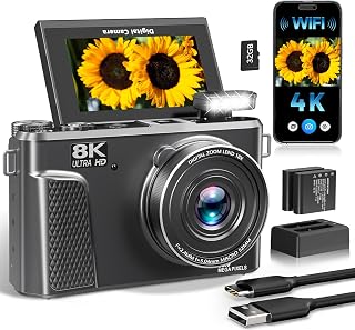 8K Digital Camera, 88MP Autofocus Camera for Photography & Beginners