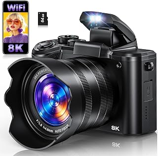 8K Digital Camera for Photography 88MP WiFi Dual-Lens Touch Screen Camera