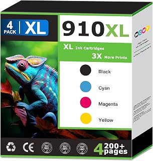 910XL Ink Cartridges Combo Pack Replacement for HP 910 Ink 910 XL | to use with OfficeJet Pro 8025e 8025 8028e 8028 8035e 8035 OfficeJet 8015e 8022e 8015 8022 Printers 910 XL Black Color 4-Pack