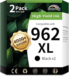962XL 962 Ink Cartridges Combo Pack Replacement for HP 962XL (2 Black)