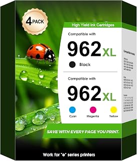 962XL Ink Cartridges Combo Pack Compatible for HP 962 XL 9015e 9010 4 Pack | Compatible for HP962 962XL Ink Cartridges for Office Jet Pro 9010e 9012e 9018e 9025e 9015 9018 9020 9025 for HP962XL Printers