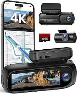 Acer Gadget 4K 3 Channel Dash Cam Front and Rear Inside 64GB Card Included | 4K+ Dual 2.5K, 3.2" IPS Screen, WIFI-6, GPS, G-Sensor, Parking Mode, Loop Recording, Night Vision