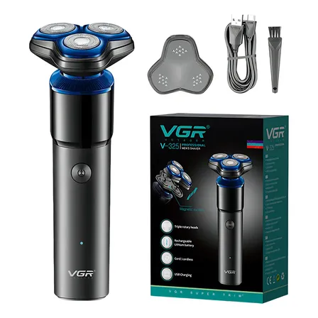 Afeitadora Eléctrica Hombre Shaver VGR V-325 Recargable Inalámbrica Negro y azul