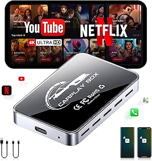 AI Box CarPlay, 3-in-1 Wireless CarPlay Adapter Android Auto OEM Wired Cars | Built-in Netflix/YouTube for Streaming, 5.8GHz WiFi, Convert Wired to Wireless, Plug & Play (4GB RAM+32GB ROM)