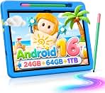 Android 16 Kids Tablet HD 10 Inch with Stylus & Case, 24GB RAM 64GB ROM 1TB