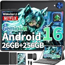 Android 16 Tablet with Keyboard,10 inch Tablet, 26GB+256GB+2TB(Black Case)