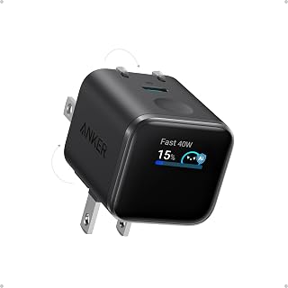 Anker Nano Smart Display Charger, 45W Max Fast Charger USB C for iPhone 17 | 180° Foldable Plug,Smart Recognition, Care Mode GaN USB C Charger Block for iPhone 17/16 (Non-Battery,1 USB-C Port,No Cable)