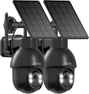 ANRAN Solar Security Camera Outdoor Wireless 360° PTZ 2K Video Fit Alexa | Home Security Camera PIR Smart Color Night Vision 2-Way Audio Human Auto Tracking Solar Panel Adjustable WiFi Local/Cloud