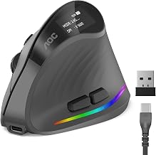 AOC Ergonomic Mouse, 2.4GHz Wireless Bluetooth Vertical Mouse, Rechargeable
