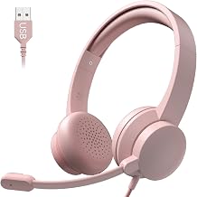 AOC USB Headset with Microphone for PC, Over Ear Wired Headphones