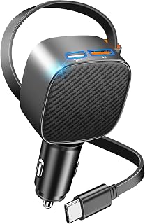 Apple MFi Certified Retractable Car Charger, 90W USB C Car Charger Adapter