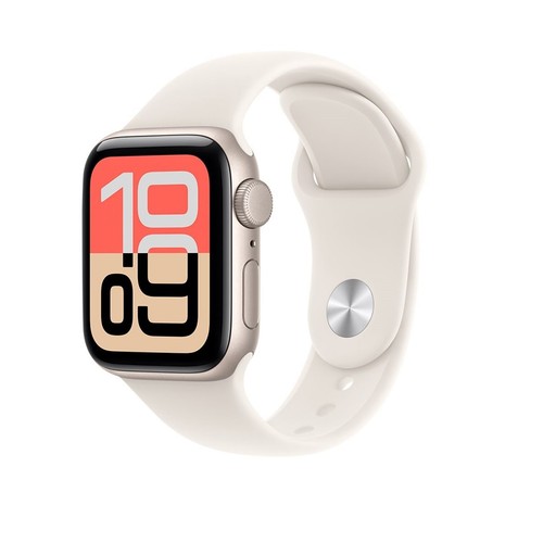 Apple Watch SE 3 40mm GPS Starlight Aluminum Case w Sport Band S/M MEH34LW/A