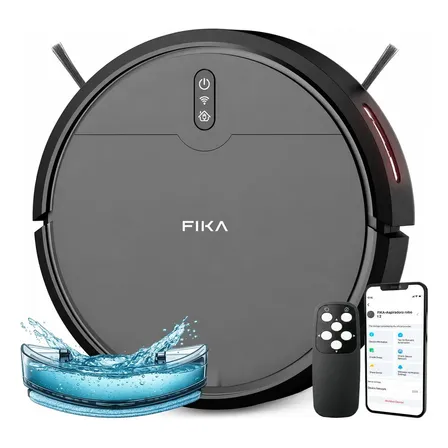 Aspiradora Robot Trapeadora Fika Limpieza Mapeo Swift Con Estación De Vaciado Automático App Wifi Color Negro