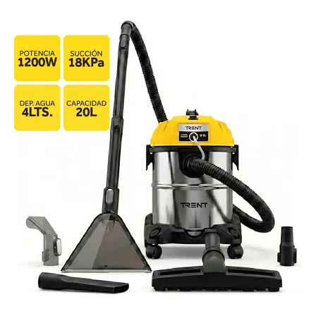 Aspiradora Tacho Industrial Limpia Tapizados Auto Trent Iron 4 En 1 Agua Y Polvo Sillones Tapicería