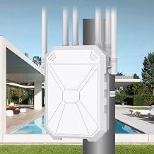AX3000 Outdoor WiFi Extender, Dual Band 5G+2.4G Outdoor Long Range Extender Signal Booster with POE, Wi-Fi 6 Wireless Access Point, Wireless Outdoor Repeater, Compatible Starlink for Farm Camping RV