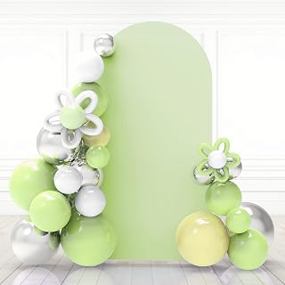Babenest 6Ft Green Wedding Arch Backdrop Cover for Party Deco | Fitted 71.7in, Spandex, For Photography, Round Top Chiara Stand Cover Ceremony Birthday Baby Shower Anniversary Decoration