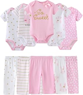 Baby Bodysuit and Pant Set Cotton Ribbed Mix Infant Girl Clothes