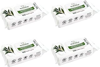 Best Pet Supplies Cleaning Dog Wipes - Cleansing Tea Tree, 400 Count | Tea Tree Scente, Large 8"x9", Vitamin E, Puppy & Cat Safe, Gentle Grooming, Resealable Pouch Prevents Drying