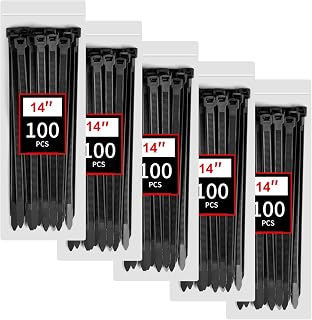 BethTie 14 Inch Black Zip Ties Heavy Duty 500 Pcs, 220 LBS Long Cable Ties