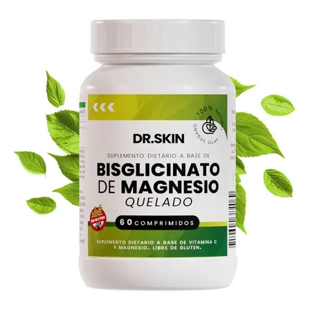 Bisglicinato De Magnesio Quelado | 1000 Mg | 60 Comprimidos | Dr Skin | ¡Dormí Mejor, Bajá El Estrés Y La Ansiedad Y Frená Contracturas Y Calambres! Alta Absorción, Energía Y Relajación | Glicinato