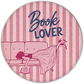 Book Lover Gifts Pink Round Mouse Pad for Desk, 8.6x8.6 Inch
