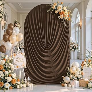 Brown Draped Arch Cover, 6FT Elegant Wedding Arch Backdrop Cover