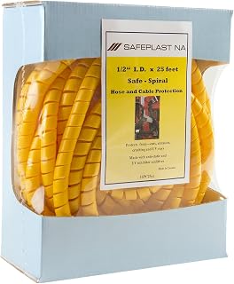 Caplugs SPPC Series – Safeplast Safe-Spiral Pre-Cut Spiral Wrap, Hose & Cable Protector, Yellow HD-PE, 2.0" OD x 10' Pre-Cut Length, Hydraulic & Pneumatic Hoses (50PC10ye)